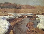 Levitan, Isaak Fruhling the last snow oil painting